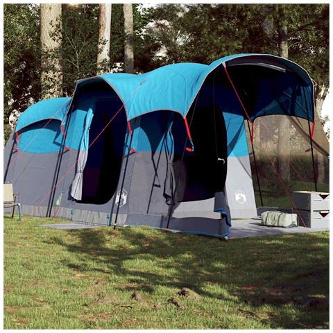 Tenda Familiare a Tunnel per 8 Persone Blu Impermeabile - Foto 1