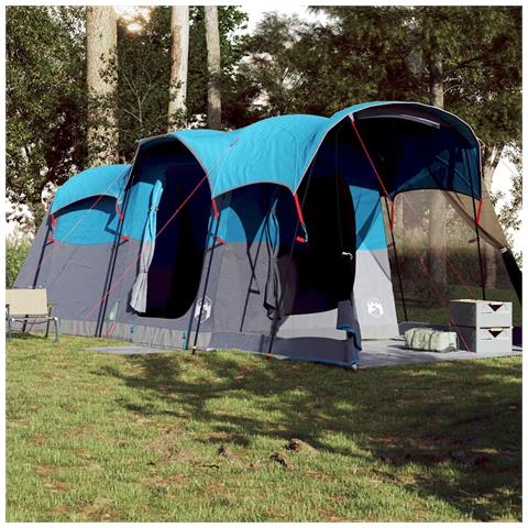 Tenda Familiare a Tunnel per 8 Persone Blu Impermeabile - Foto 2