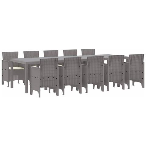 Set da Pranzo per Giardino 11 pcs Grigio chiaro e crema - Foto 1