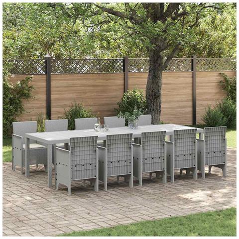 Set da Pranzo per Giardino 11 pcs Grigio chiaro e crema - Foto 2