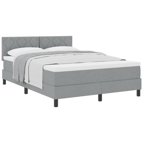 Letto con Rete a Molle e Materasso Grigio Chiaro 140x200 cm Foderato - Foto 1