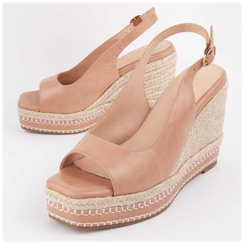 Sandalo Con Zeppa Esparto Salia Marrone. - Foto 1