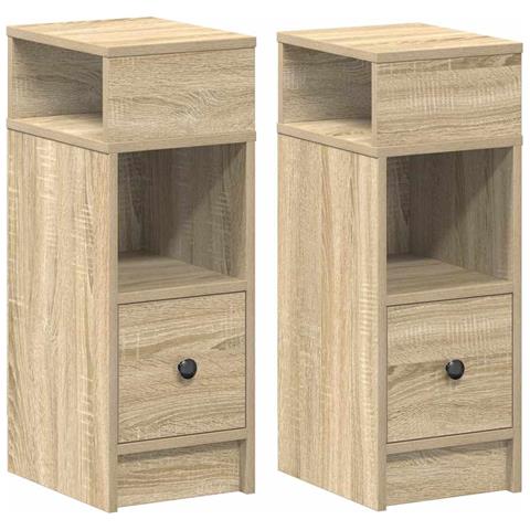 Comodini 2 pz con Cassetto Rovere Sonoma 25x31x66 cm - Foto 1
