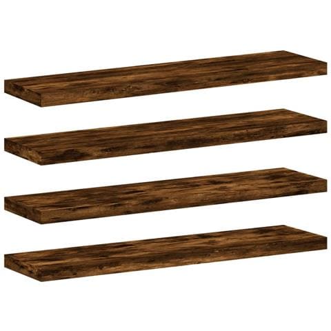 Mensole Parete 4pz Rovere Fumo 40x10x1,5 cm Legno Multistrato - Foto 1
