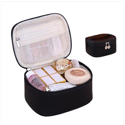 Mini Trousse Da Trucco Nera In Pu - Organizer Portatile Per Cosmetici - Foto 1