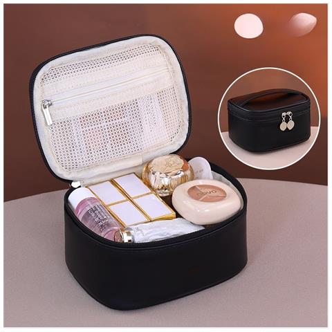 Mini Trousse Da Trucco Nera In Pu - Organizer Portatile Per Cosmetici - Foto 2
