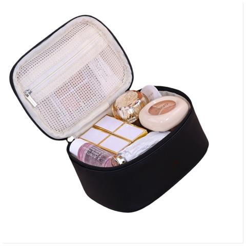 Mini Trousse Da Trucco Nera In Pu - Organizer Portatile Per Cosmetici - Foto 4