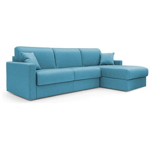 Chris Divano Letto Angolare Con Penisola In Simil Cotone T13 Azzurro - Foto 1