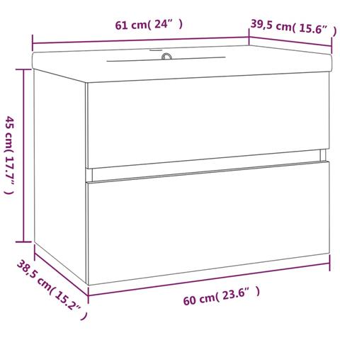 Mobile Bagno con Lavabo Integrato Rovere Fumo Legno Multistrato - Foto 6