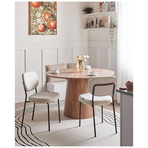 Set Di 2 Sedie Da Pranzo Loleta Tessuto Beige Chiaro - Foto 1
