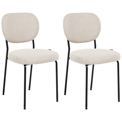 Set Di 2 Sedie Da Pranzo Loleta Tessuto Beige Chiaro - Foto 2