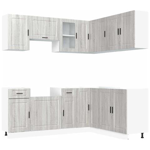 Set Mobili da Cucina 11 pz Porto Grigio Sonoma in Truciolato - Foto 1