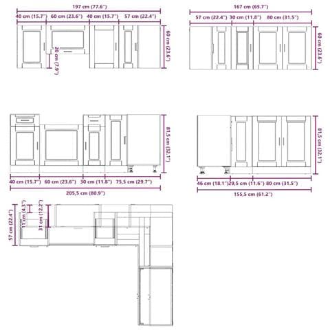 Set Mobili da Cucina 11 pz Porto Grigio Sonoma in Truciolato - Foto 9