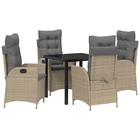 Set da Pranzo per Giardino 5 pcs Beige polyrattan - Foto 1