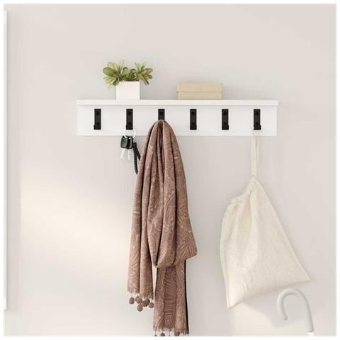 Appendiabiti a muro con lo scaffale Bianco 60 x 10.5 x 10.5 cm - Foto 2