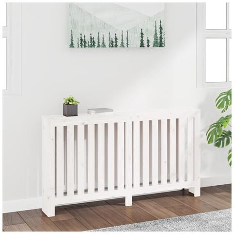 Copertura Termosifone Bianca 153x19x84 cm Legno Massello Pino - Foto 2