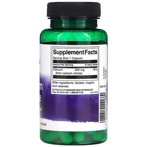 Citrato Di Calcio 200 Mg 60 Capsule Swanson Health Products - Foto 2