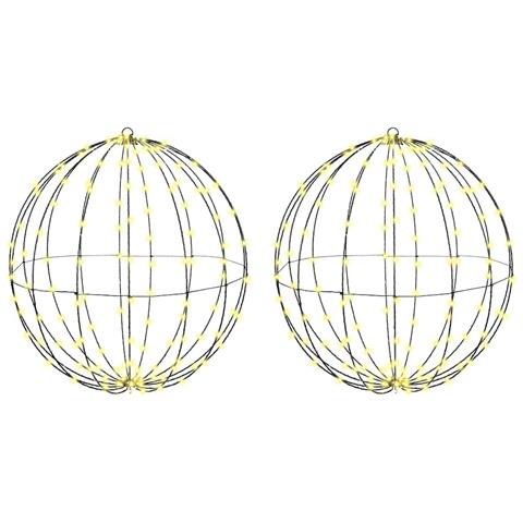 Palla con 384 LED 2 pcs Bianco caldo 60 cm Metallo - Foto 1
