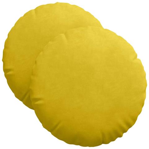 Cuscini per Seduta 2 pcs Giallo Ø 40 x 13 cm Velluto - Foto 1
