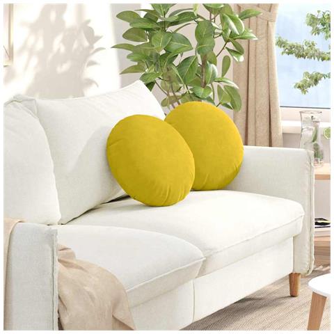 Cuscini per Seduta 2 pcs Giallo Ø 40 x 13 cm Velluto - Foto 2
