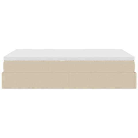 Struttura Letto Pouf con Materasso Crema 120x200 cm in Tessuto - Foto 9
