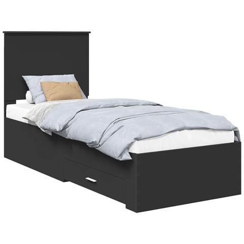 Struttura del letto con testiera Nero e Argento 75 x 190 cm - Foto 1