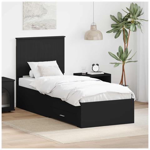 Struttura del letto con testiera Nero e Argento 75 x 190 cm - Foto 2