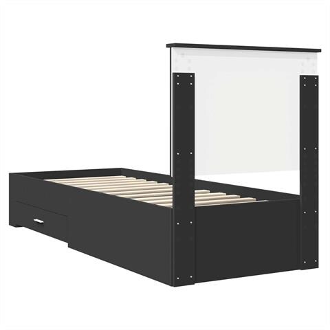 Struttura del letto con testiera Nero e Argento 75 x 190 cm - Foto 9