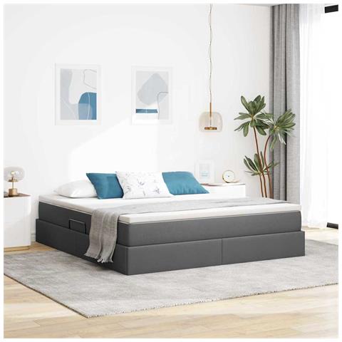 Letto con contenitore e materasso Grigio scuro 180 x 200 cm - Foto 2