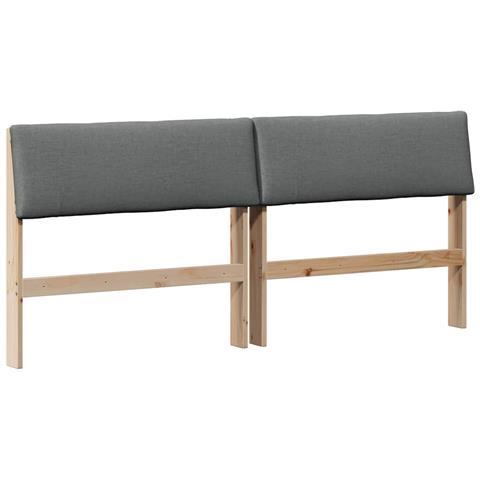 Testiera imbottita Grigio scuro 180 cm Pino massello - Foto 1