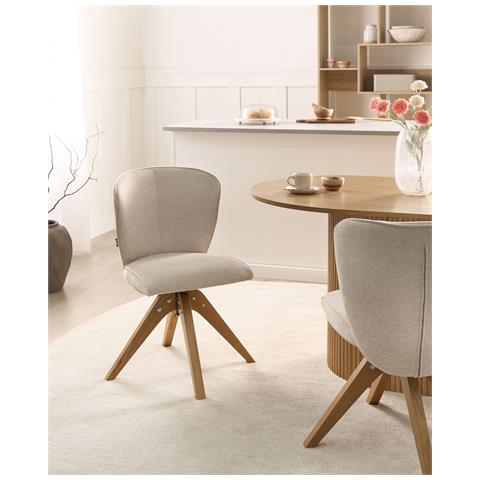 Set Di 2 Sedie Da Pranzo Coso Tessuto Beige Chiaro - Foto 1