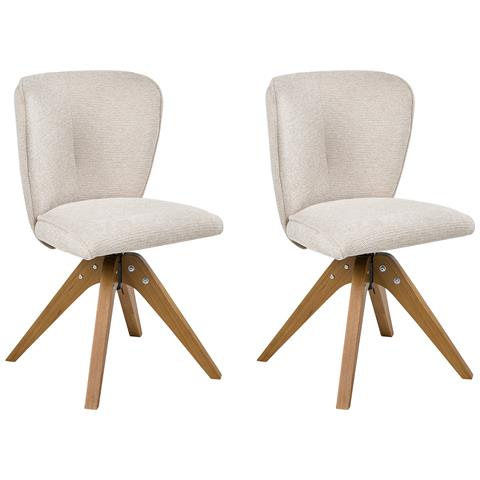 Set Di 2 Sedie Da Pranzo Coso Tessuto Beige Chiaro - Foto 2