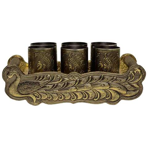 Vassoio In Metallo Goffrato Oro 25x13x6h - Foto 2