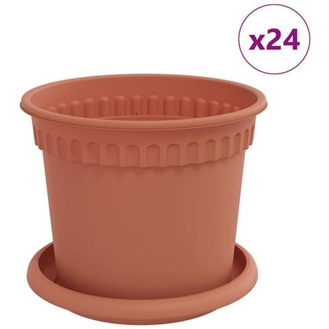 Vasi per Piante 24 pcs Rosso Mattone Ø 15 x 12 cm Plastica - Foto 1