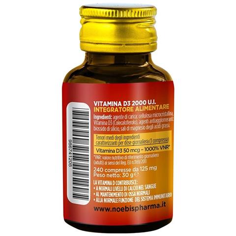 Vitamina D3 2000 UI 240 Compresse - Colecalciferolo 50 mcg - Ossa, Denti, Muscoli e Difese Immunitarie - Foto 2