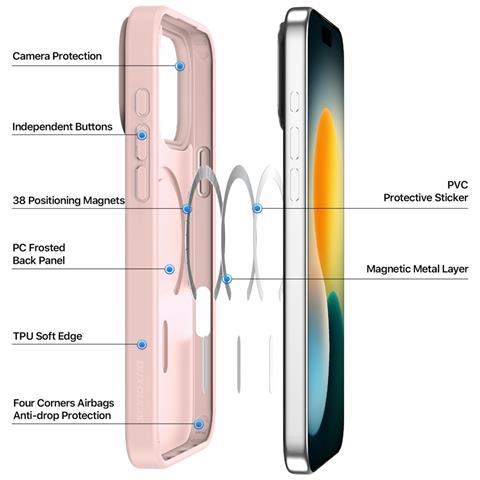 Cover per iPhone 17 Pro Max - TPU+PC, Rosa, MagSafe - Foto 2