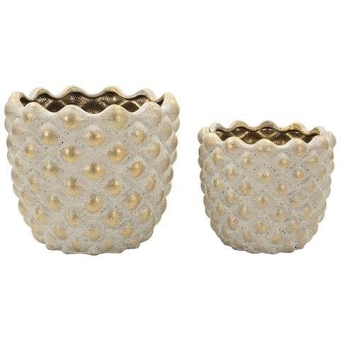 Set Di 2 Vasi Decorativi Vkh1023-grigio-ceramica-23x23x18 Cm - Foto 1