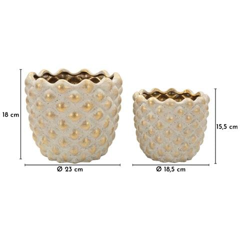 Set Di 2 Vasi Decorativi Vkh1023-grigio-ceramica-23x23x18 Cm - Foto 7