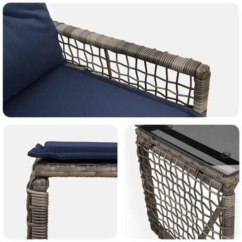 Set di Mobili da Esterno con cuscino 5 pcs Grigio e Blu Navy - Foto 9