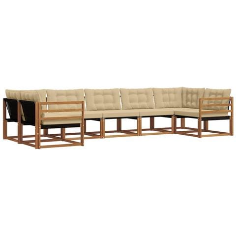Set di divani da esterno con cuscino 7 pcs Naturale e Beige - Foto 1