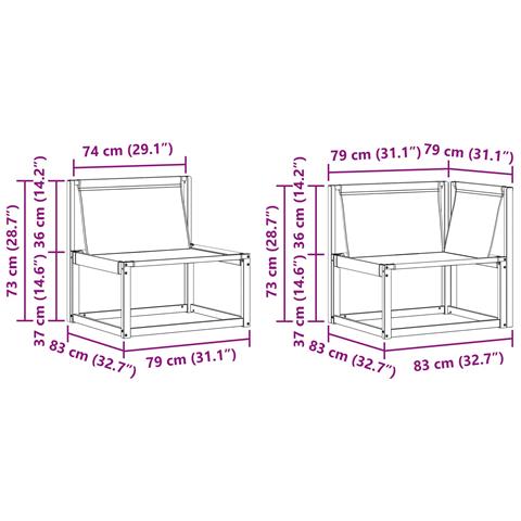 Set di divani da esterno con cuscino 7 pcs Naturale e Beige - Foto 9