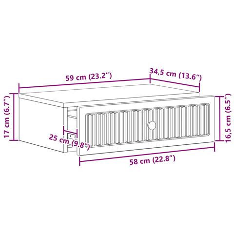 Tavolino da Parete Laterale Legno antico 59 x 34,5 x 17 cm - Foto 8