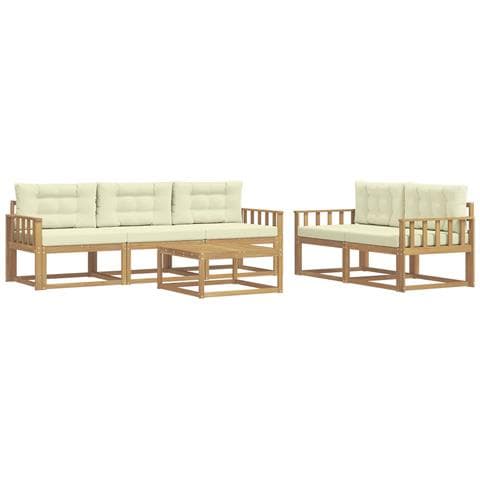 Set di divani da esterno con cuscino 6 pcs Bianco e Crema - Foto 1