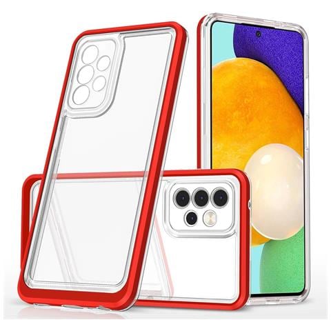 Custodia Trasparente 3in1 Per Samsung Galaxy A73, Cover Frame Gel Rossa - Foto 1