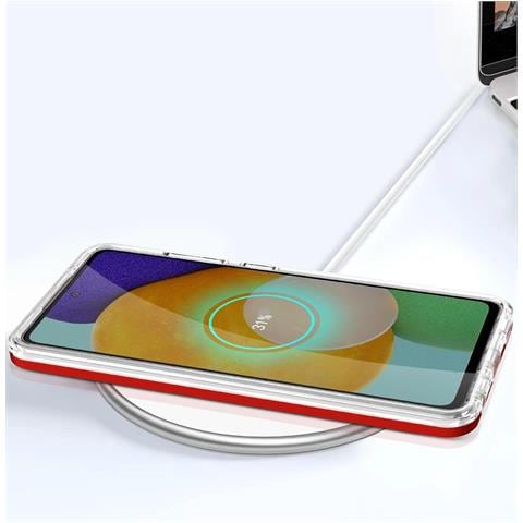 Custodia Trasparente 3in1 Per Samsung Galaxy A73, Cover Frame Gel Rossa - Foto 2