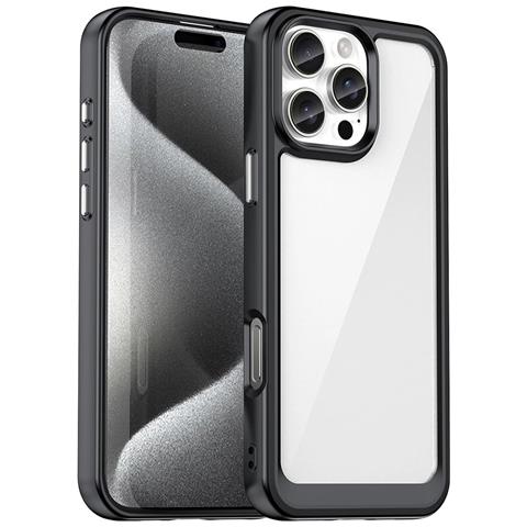 Custodia ""outer Space"" Nera Nera Con Cornice In Gel Per Iphone 16 Pro Max. - Foto 1