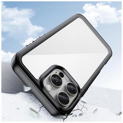 Custodia ""outer Space"" Nera Nera Con Cornice In Gel Per Iphone 16 Pro Max. - Foto 2