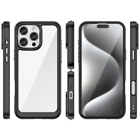 Custodia ""outer Space"" Nera Nera Con Cornice In Gel Per Iphone 16 Pro Max. - Foto 3