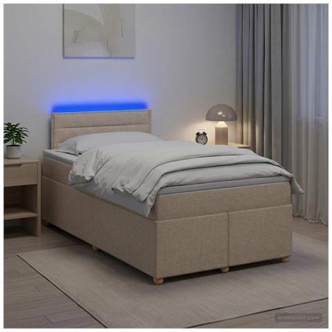 Letto box spring con materasso Crema 120 x 190 cm Tessuto - Foto 2