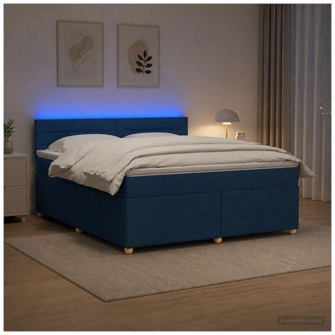 Letto box spring con materasso Blu 140 x 200 cm Tessuto - Foto 2